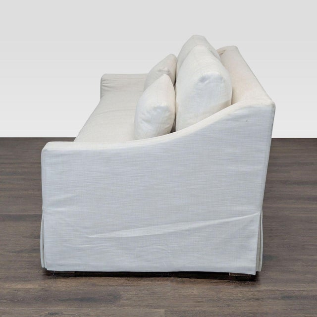 Modern Restoration Hardware Belgian White Slipcovered Fabric Loveseat With Cushions For Sale - Image 3 of 9