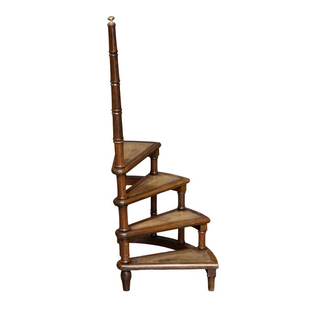 Traditional Library Stair Steps of Mahogany and Leather in the Regency Style From England For Sale - Image 3 of 8