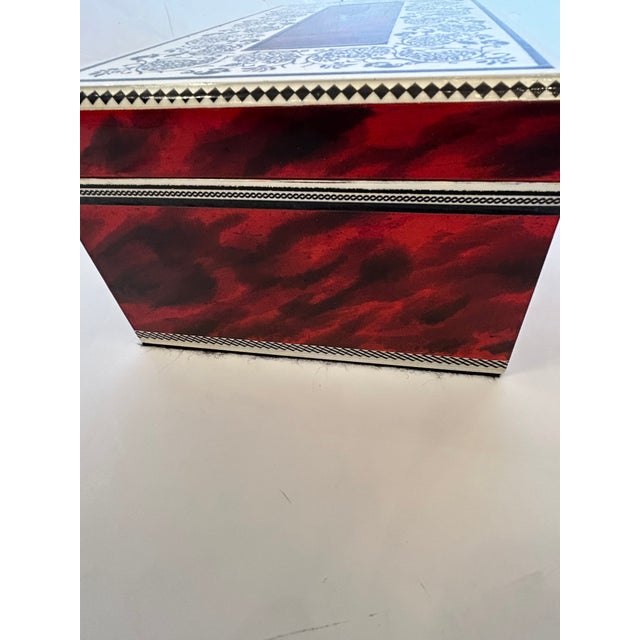 One of a Kind Artist Painted Decorative Red Faux Tortoise Box For Sale - Image 10 of 15