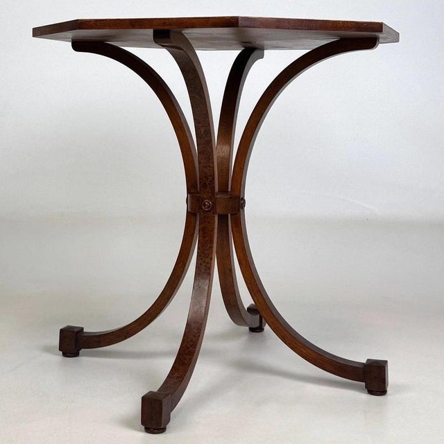 Wood Antique 20th Century Figured Burr Walnut Octagonal Side Table For Sale - Image 7 of 8