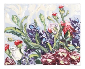 Flower Study 3 (9.9.16) - Contemporary Expressionist Botanical Oil Painting by Sally West