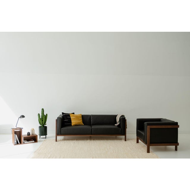 Contemporary Two-Seater Sofa in Walnut and Anthracite Fabric by Julien Renault For Sale - Image 3 of 15