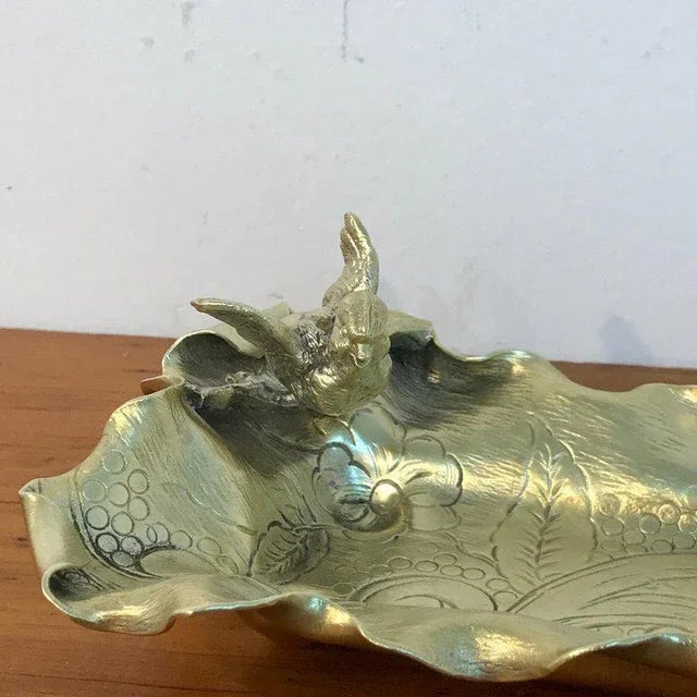 Mid-Century Modern Austrian Gilt Bronze Bird Motif Vide-Poche For Sale - Image 3 of 10