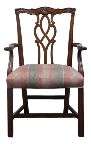 Kindel Furniture Solid Mahogany Traditional Chippendale Style Dining Arm Chair 76-071 - Oxford Finish