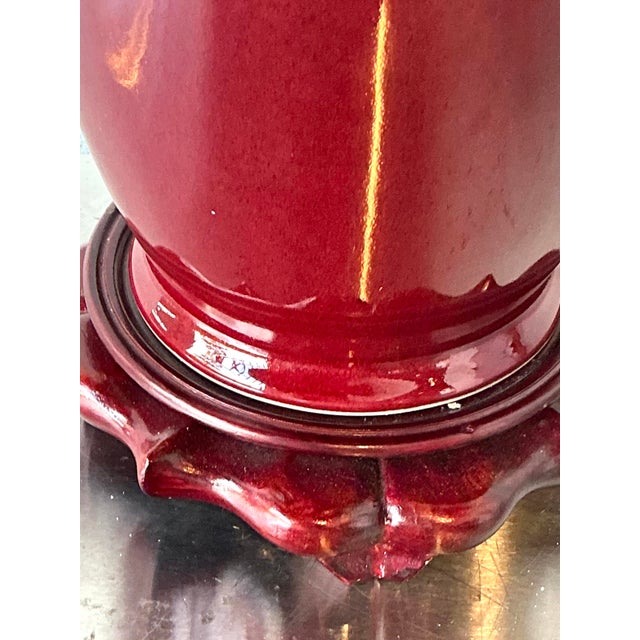 Late 20th Century Vintage Oxblood Glazed Ceramic Lamp For Sale - Image 5 of 12
