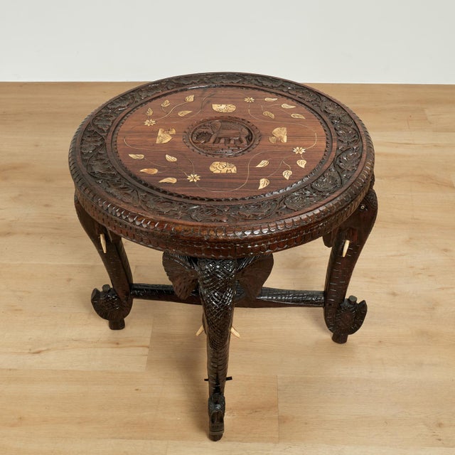 Antique Anglo Indian Inlaid and Carved Table or Stand For Sale - Image 11 of 17
