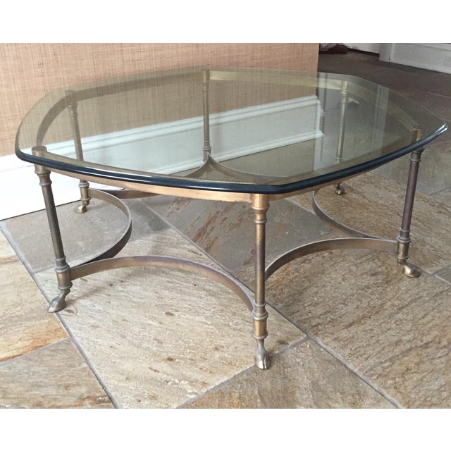 La Barge Hexagonal Brass & Glass Cocktail Table | Chairish