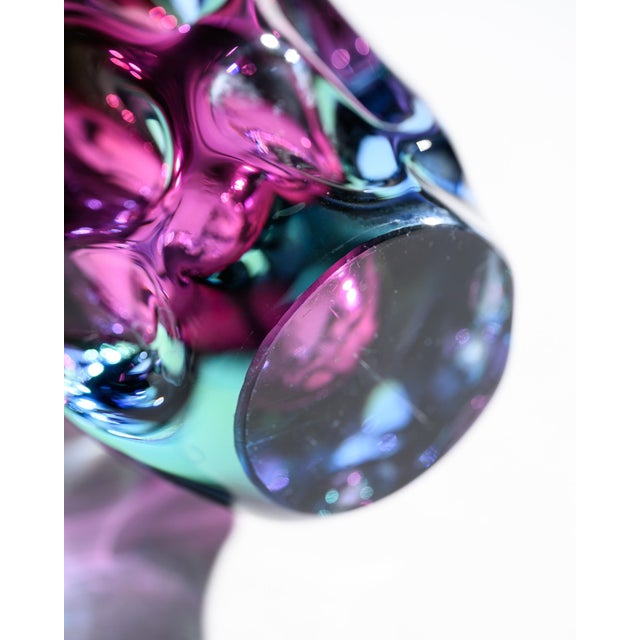 Blue Art Glass Czech Vase by Jan Beranek and Frantisek Vizner from Skrdlovice, 1960s, Set of 2 For Sale - Image 8 of 18