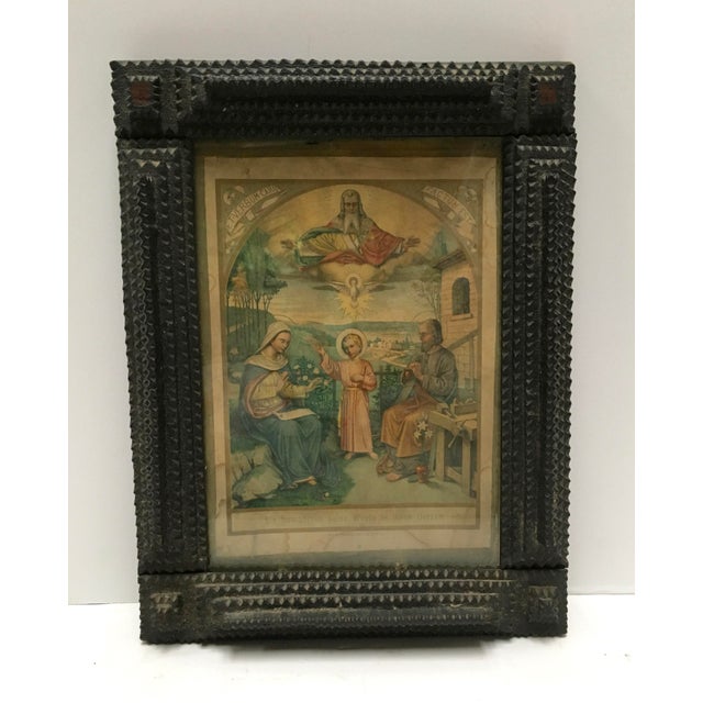 Vintage Tramp Art Framed Holy Family Print Chairish