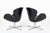 2000 - 2009 Mid Century Danish Black Leather Swan Chairs by Arne Jacobsen for Fritz Hansen For Sale - Image 5 of 14