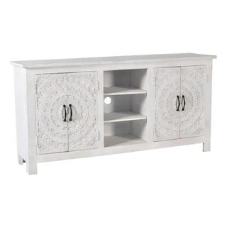 Feyloren Wooden White Media Cabinet by Loomlan For Sale