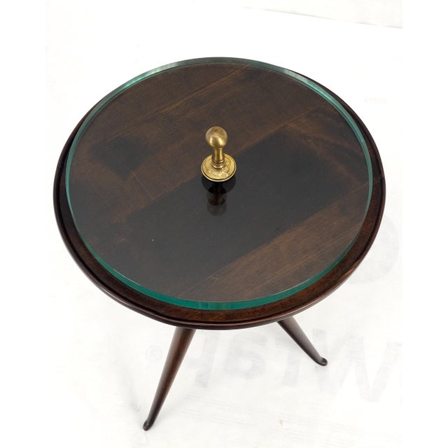 Tripod Legs Base Thick Glass Top Round Butler Serving Side End Table
