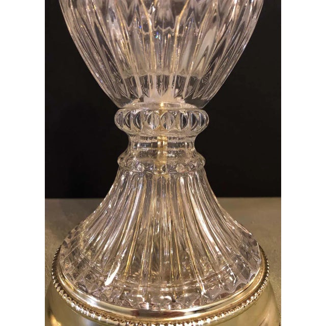 Glass Cut Glass Lamps Having an Urn Form - a Pair For Sale - Image 7 of 12