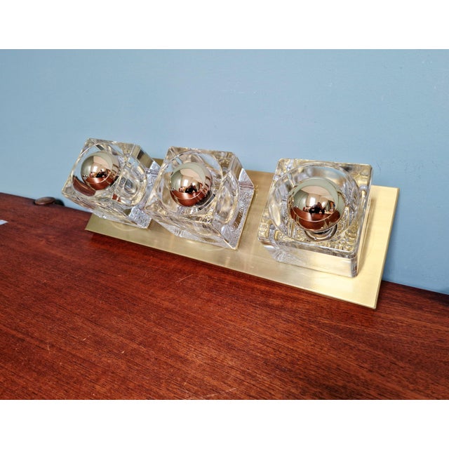 Ice Cube Triple Wall Light in Brass and Glass from Peill & Putzler, 1970s For Sale - Image 18 of 18