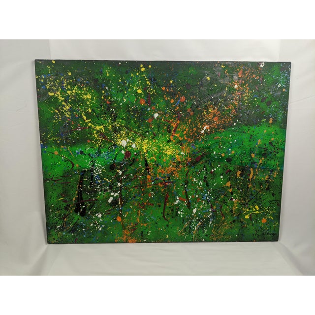 Large 1981 Signed "G. Dubois Abstract Expressionist Oil on Canvas – Heavy Impasto For Sale - Image 9 of 16
