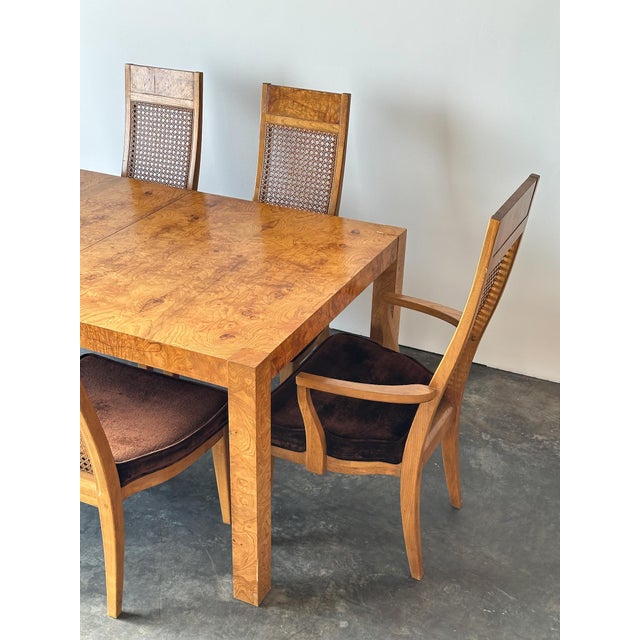 1970s Lane Burl Wood Extendable Parsons Dining Table in the Style of Milo Baughman, 1970s For Sale - Image 5 of 18