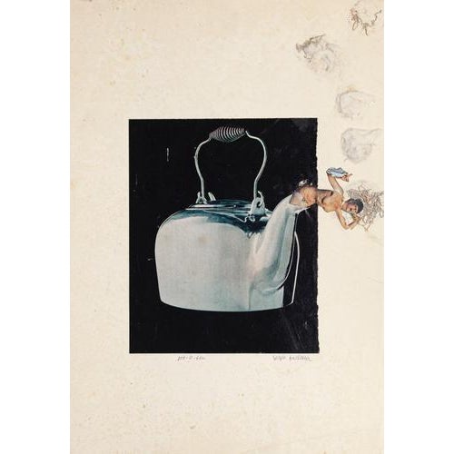 Pot and feu is an original collage artwork, realized by sergio barletta, hand-signed on the lower right, titled. In very...