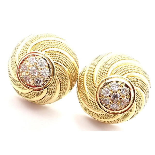 Tiffany & Co. 18k Yellow Gold Diamond Earrings These earrings are for pierced ears. Metal: 18k Yellow Gold Measurements:...