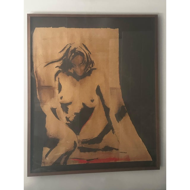 Brown Greg Lauren Figurative Nude Mixed Media on Paper, Framed For Sale - Image 8 of 13