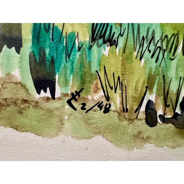 Henry Emil Salloch Original Watercolor on Paper Marshland Landscape, 1948. For Sale - Image 4 of 6