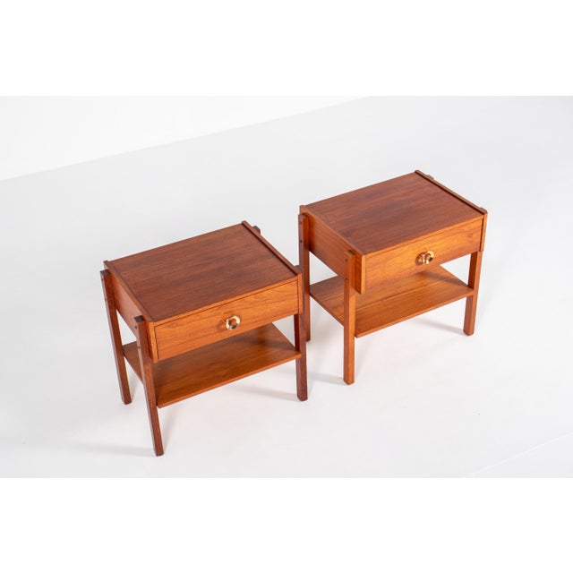 Vintage Danish Teak Veneer Bedside Tables, 1960s, Set of 2 For Sale - Image 9 of 12