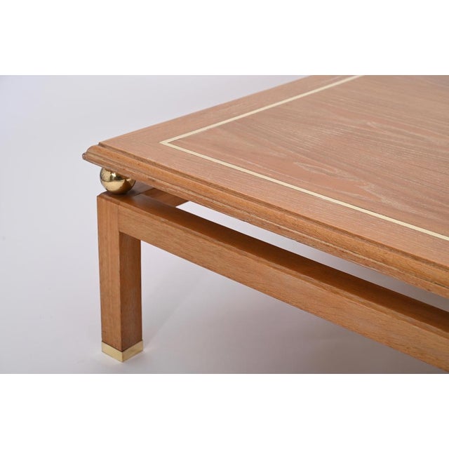 Coffee Table in Oak and Brass by Tommaso Barbi, Italy, 1970s For Sale - Image 16 of 18