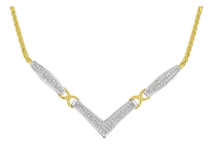 14K Yellow and White Gold 2.0 Cttw Princess Cut Diamond Flared and X-Station V Shaped 18” Franco Chain Statement Necklace (H-I Color, SI2-I1 Clarity)