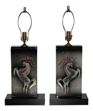 Sascha Brastoff Hand Painted Ceramic Lamps C.1960