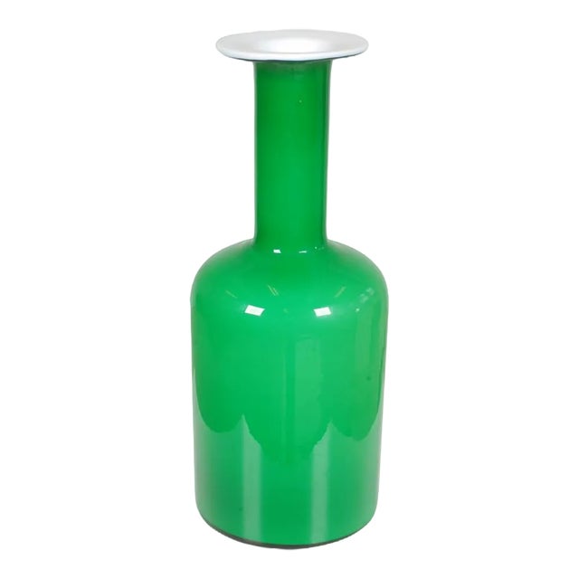 Green Glass Vase from Otto Brauer Holmegaard For Sale