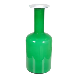 Green Glass Vase from Otto Brauer Holmegaard