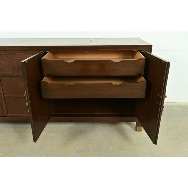 1950s Michael Taylor for Baker Furniture Hollywood Regency Chinoiserie Walnut Sideboard Credenza, Circa 1950s For Sale - Image 5 of 11