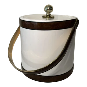 Hollywood Regency Faux Burlwood Morgan & Company Ice Bucket