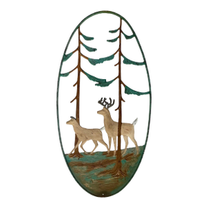 Mid-Century Aluminum Oval Deer Plaque