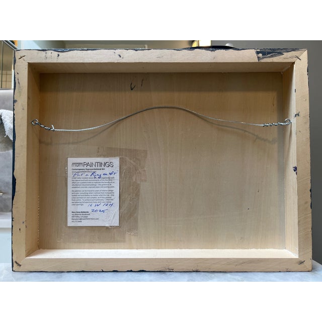 "Put a Ring on It" Contemporary Cityscape Painting in Aqua, Gray and Gold by Mill Valley Artist Mary Anne McKernie For Sale - Image 9 of 10