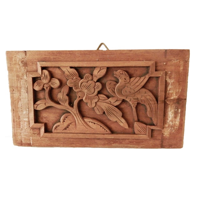 Antique Chinese Carved Wood Wall Plaque Panel Chairish