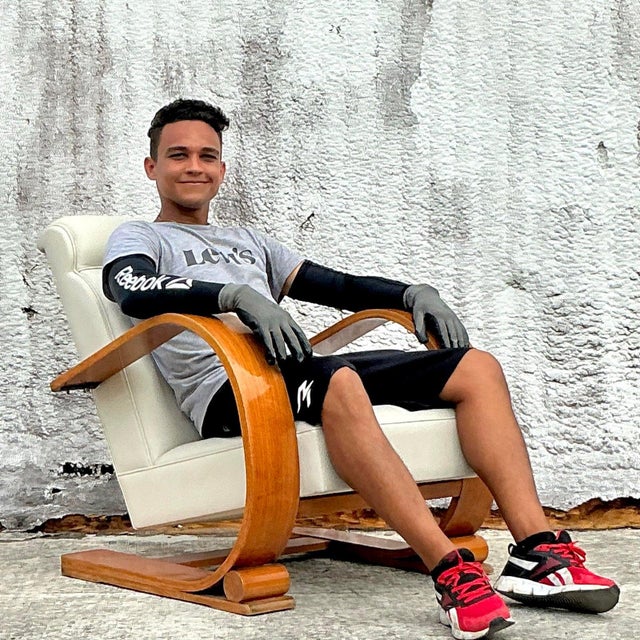 Vintage 1940s Plank Armchair After Andoux and Minet For Sale In West Palm - Image 6 of 10