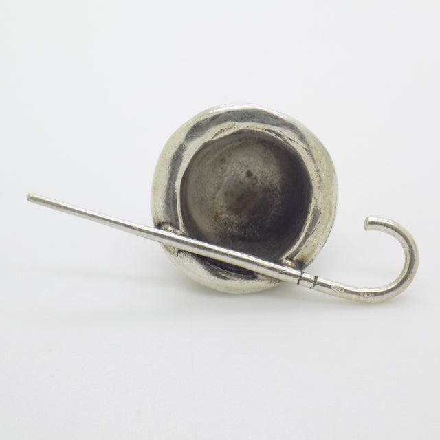 Silver Vintage Italian Handmade Genuine Silver Bowler Hat Stick Dollhouse Miniature For Sale - Image 8 of 10