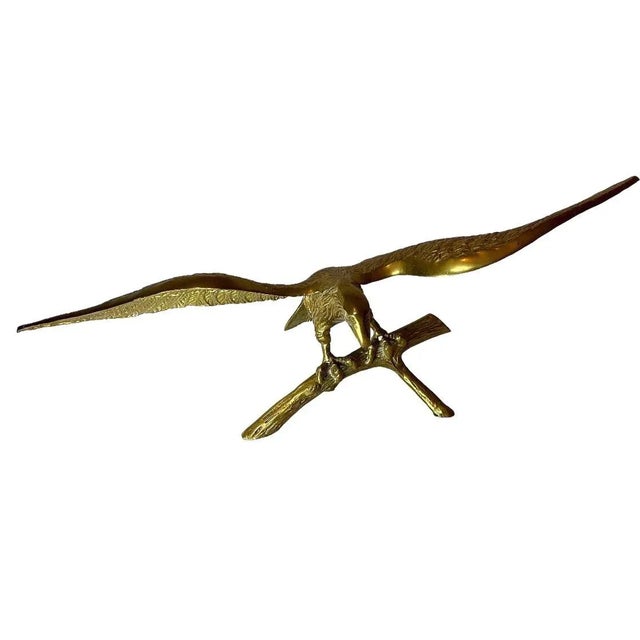 Stunning large vintage solid brass eagle perched brass branch stand, wings stretched. Gorgeous bling!