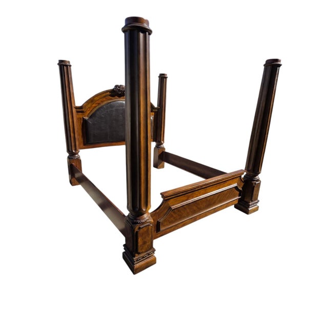 Wood Tall Traditional King Four Poster Bed, 83”h For Sale - Image 7 of 10