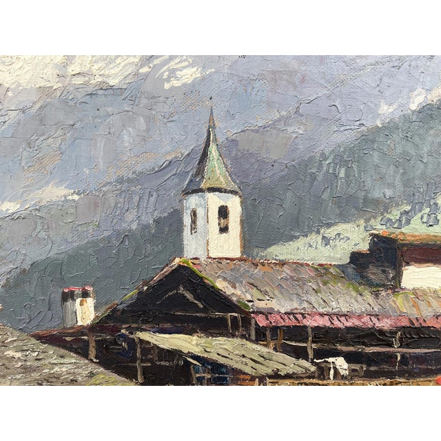 1920s Humbert Heusser, Kippel and the Bietschhorn, 1920s, Oil on Canvas, Framed For Sale - Image 5 of 18