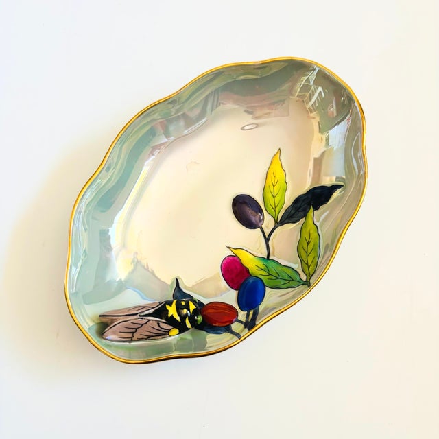 Noritake Lusterware Art Porcelain Bowl With Cicada For Sale - Image 4 of 10