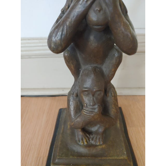 Vintage Three Monkeys Table Lamp For Sale - Image 9 of 13