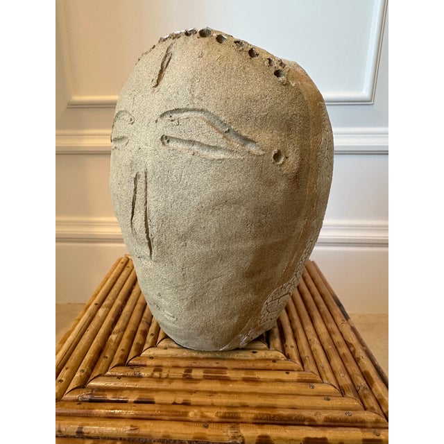 Abstract Vintage Handmade Folk Art Face Vase Sculpture For Sale - Image 3 of 18