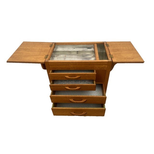 Gorgeous Mid Century Sewing Artist Cabinet, Four Drawers, Top Storage Bins, Expanding Top. 31" Tall X 15" Deep X 24" wide,...