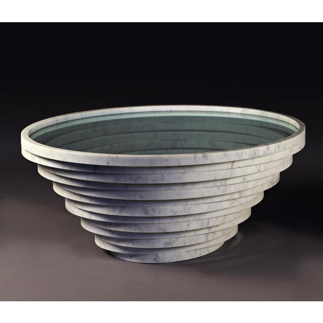 Gomitolo Medium Coffee Table in White Carrara Marble & Crystal by Bufalini Marmi Dimensions: D 90,6 x W 81,3 x H 39 cm....