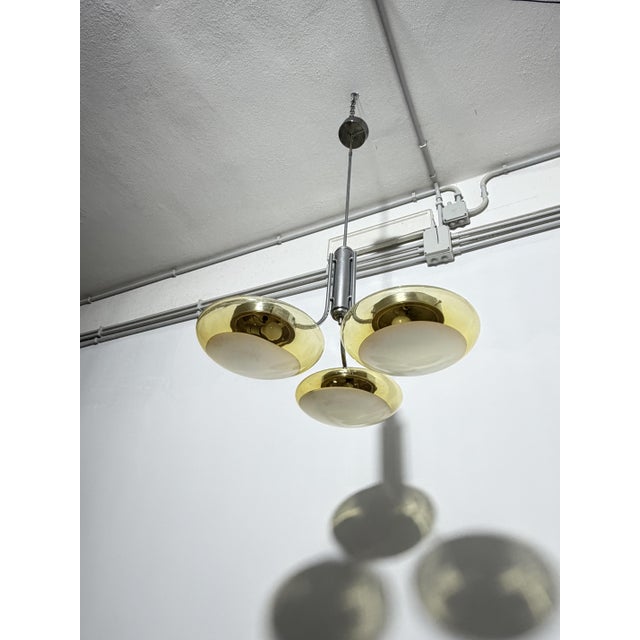 Three-Light Chandelier with Murano Glass Diffusers, Italy, 1970 For Sale - Image 10 of 13