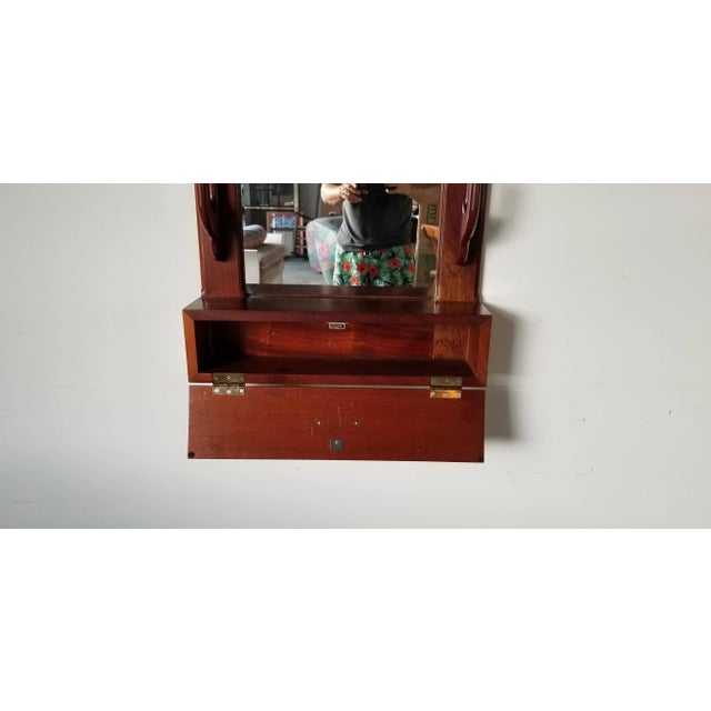 Wood Vintage Handmade Carved Wood Wall Mirror/ Sold For Sale - Image 7 of 11