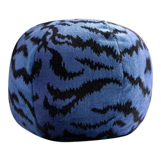 The House of Scalamandré Tigre Sphere Pillow, Blues & Black For Sale