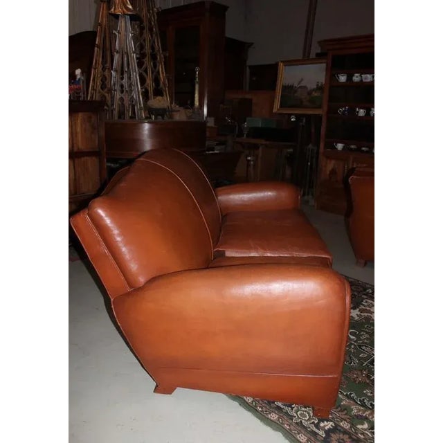 1950s Mid-Century Leather Living Room Set, 1950s, Set of 4 For Sale - Image 5 of 10