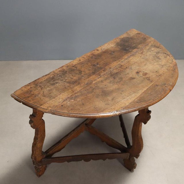 Baroque Demi Lune Console Table in Walnut For Sale - Image 3 of 8